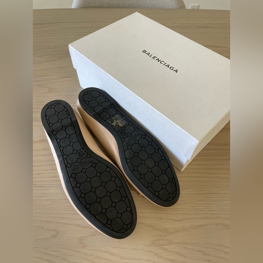 Balenciaga beige tan leather studded ballet flats size 38.5 - Picture 6 of 6
